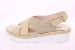Fuß Bequem Damen Sandale Wechselfußbett Klettverschluss beige S14  10013