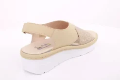 Fuß Bequem Damen Sandale Wechselfußbett Klettverschluss beige S14  10013
