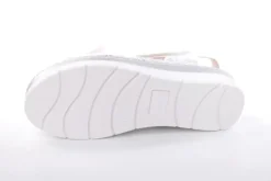Fußbequem Damen Sandale Wechselfußbett metallisch glänzend weiß S13 10201