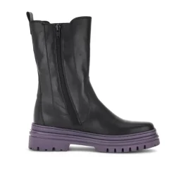 Gabor Biker Boots Leder Warmfutter Wechselfußbett farbige Sohle schwarz S23 31.724.23
