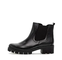 Gabor Chelsea Boots Leder Wechselfußbett derbe Sohle schwarz S23 31.710.27