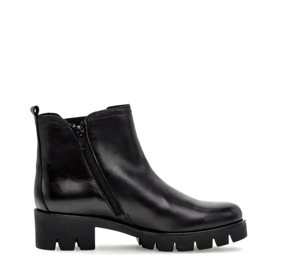 Gabor Chelsea Boots Leder Wechselfußbett derbe Sohle schwarz S23 31.710.27