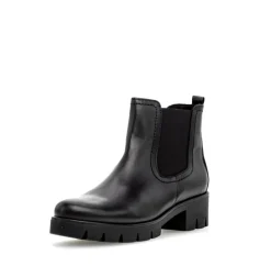 Gabor Chelsea Boots Leder Wechselfußbett derbe Sohle schwarz S23 31.710.27