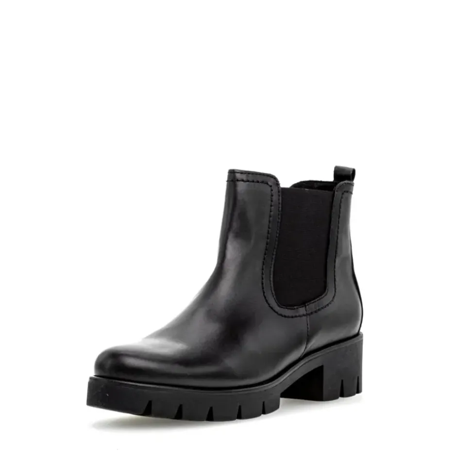 Gabor Chelsea Boots Leder Wechselfußbett derbe Sohle schwarz S23 31.710.27