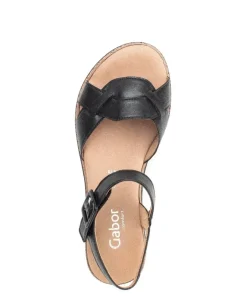 Gabor Damen Keilsandalette Leder COMFORT-Mehrweite G schwarz S14 42.704.57