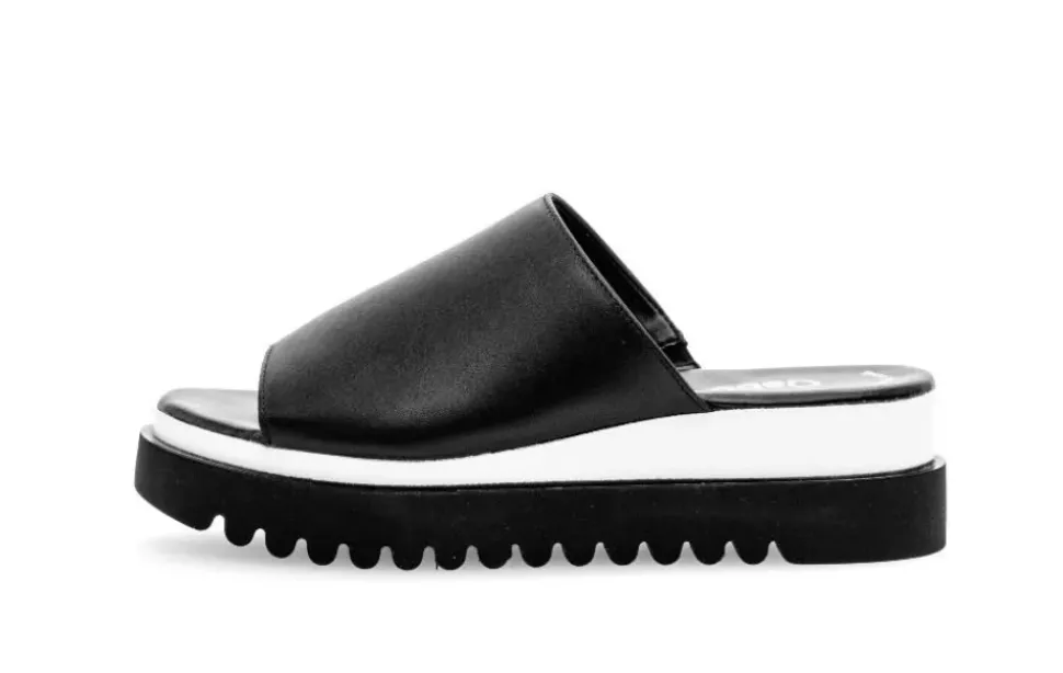 Gabor Damen Pantolette Leder Sägezahnsohle schwarz S14 44.613.27