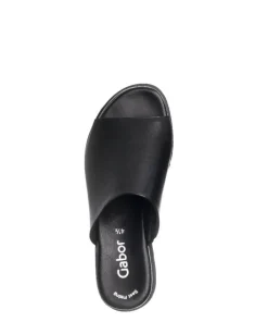 Gabor Damen Pantolette Leder Sägezahnsohle schwarz S14 44.613.27