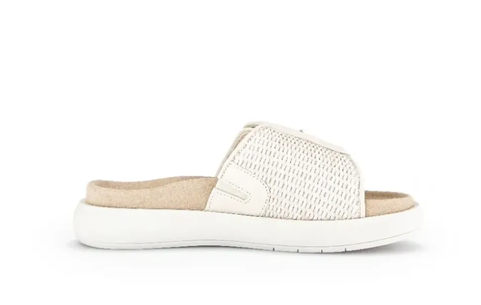 Gabor Damen Pantolette Zierschnalle Bastoptik beige S14 43.754.42