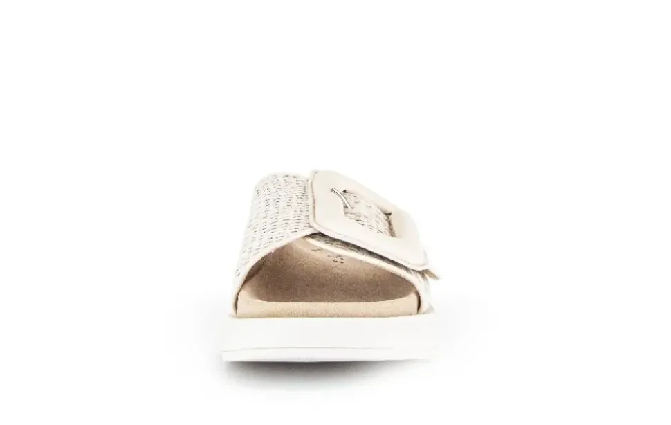 Gabor Damen Pantolette Zierschnalle Bastoptik beige S14 43.754.42