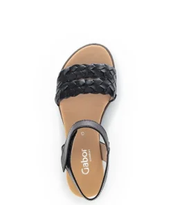 Gabor Damen Sandalette Leder Keilabsatz COMFORT-Mehrweite G schwarz S14 42.759.27