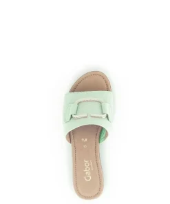 Gabor Pantolette Leder Zierschnalle COMFORT-Mehrweite G grün S14 42.792.53