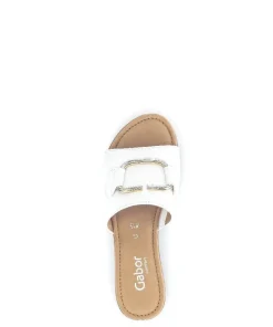 Gabor Pantolette Leder  Zierschnalle  COMFORT-Mehrweite G weiß S14 42.792.50