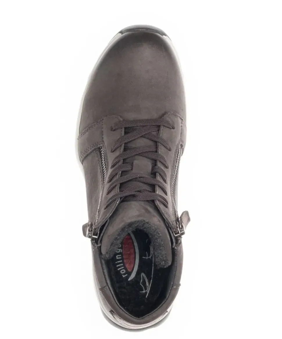 Gabor rollingsoft Schnürstiefelette Rauleder Wechselfußbett grau S23 36.868.39