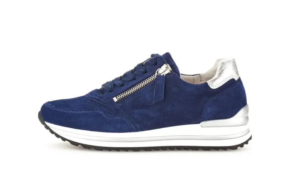 Gabor Sneaker low Leder Comfort- Mehrweite H Wechselfußbett blau S14 46.528.36