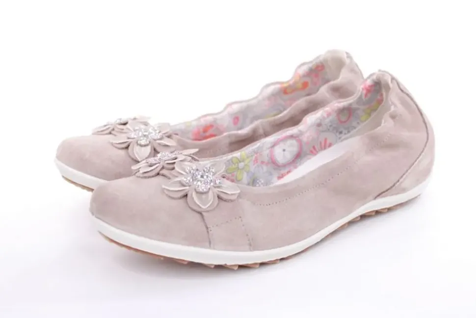 Imac Mädchen Ballerina Rauleder Blumenmotiv beige S13 380160