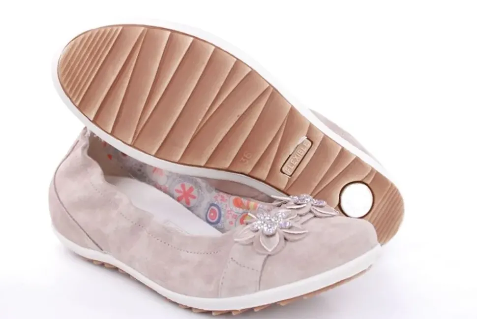 Imac Mädchen Ballerina Rauleder Blumenmotiv beige S13 380160