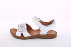 Imac Mädchen Sandale Leder Blumen- Applikation Strasssteine Klettverschluss weiß, blau S13 380550