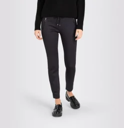 MAC JEANS EASY Smart Jersey- Hose Tunnelzug Ornament- Muster schwarz S23 0107L271000