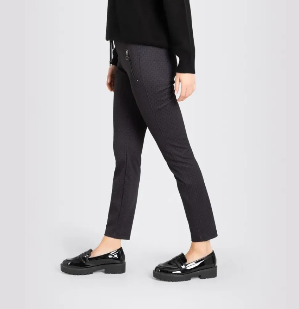 MAC JEANS EASY Smart Jersey- Hose Tunnelzug Ornament- Muster schwarz S23 0107L271000