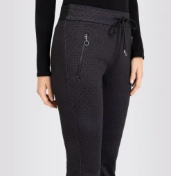 MAC JEANS EASY Smart Jersey- Hose Tunnelzug Ornament- Muster schwarz S23 0107L271000