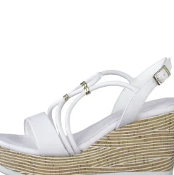 Marco Tozzi Damen Sandalatte Keilabsatz weiß S13 2-2-28349-20
