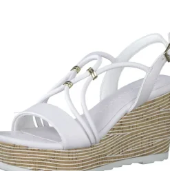 Marco Tozzi Damen Sandalatte Keilabsatz weiß S13 2-2-28349-20