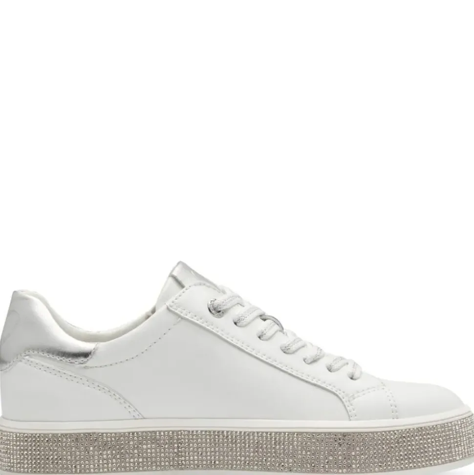 Marco Tozzi Damen Sneaker Plateausohle Strasssteinbesatz weiß S14 2-23715-42