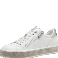 Marco Tozzi Damen Sneaker Plateausohle Strasssteinbesatz weiß S14 2-23715-42