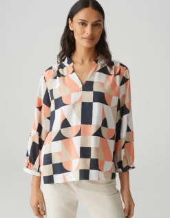 OPUS Bluse FALINDE orange/blau S15 10382912973315