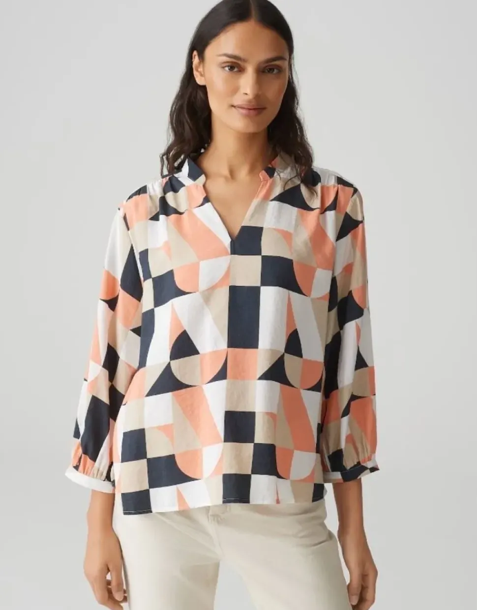 OPUS Bluse FALINDE orange/blau S15 10382912973315