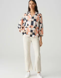 OPUS Bluse FALINDE orange/blau S15 10382912973315