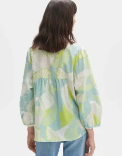 OPUS Bluse FAOMI NATURE Loose aus BCI Cotton grün S14 10163812160254