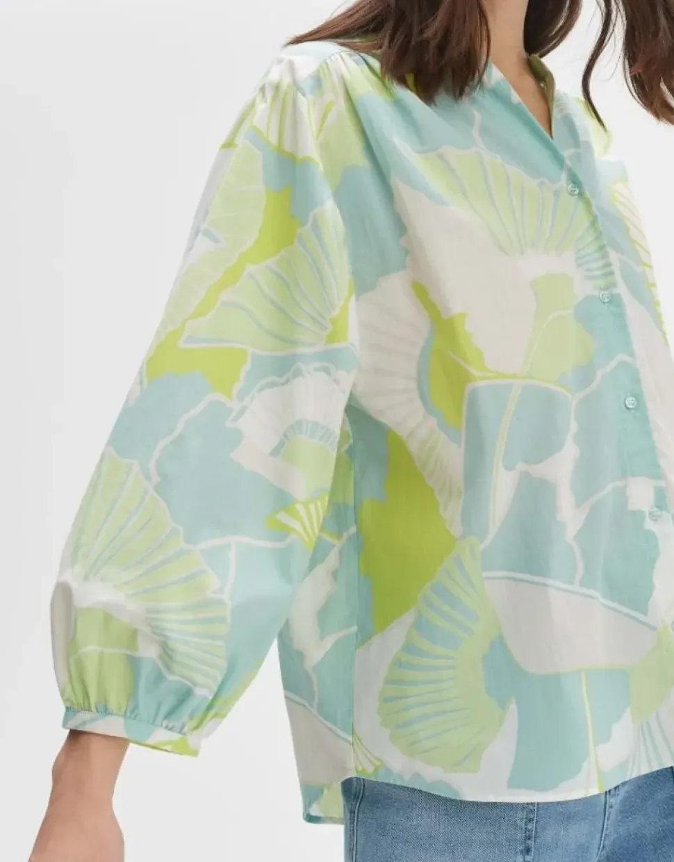 OPUS Bluse FAOMI NATURE Loose aus BCI Cotton grün S14 10163812160254