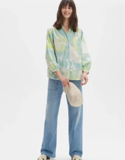 OPUS Bluse FAOMI NATURE Loose aus BCI Cotton grün S14 10163812160254
