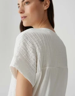 OPUS Blusentop SUNNSA loose im Material Mix cream/grün S15 10402012176100