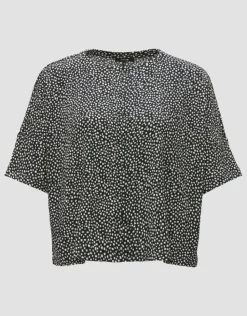 OPUS Boxyshirt SULIKI SPOT Loose Allover- Print beige grün S14 10179812291100