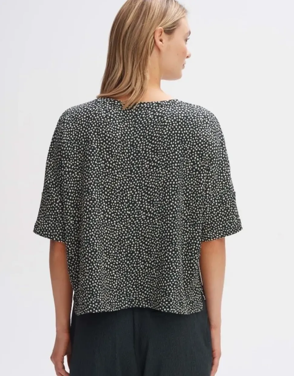 OPUS Boxyshirt SULIKI SPOT Loose Allover- Print beige grün S14 10179812291100