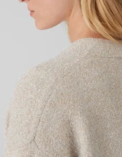 OPUS Cardigan DAMETTA Glitzer- Details beige S24 10349811875100