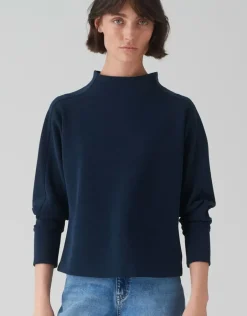 OPUS Damen Pullover Sweatshirt GALONINE Stehkragen Modalmix blau S15 1035394829100
