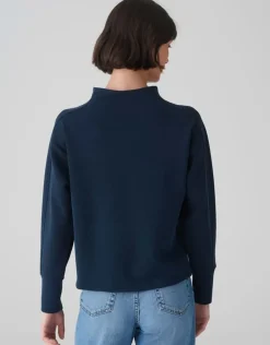 OPUS Damen Pullover Sweatshirt GALONINE Stehkragen Modalmix blau S15 1035394829100