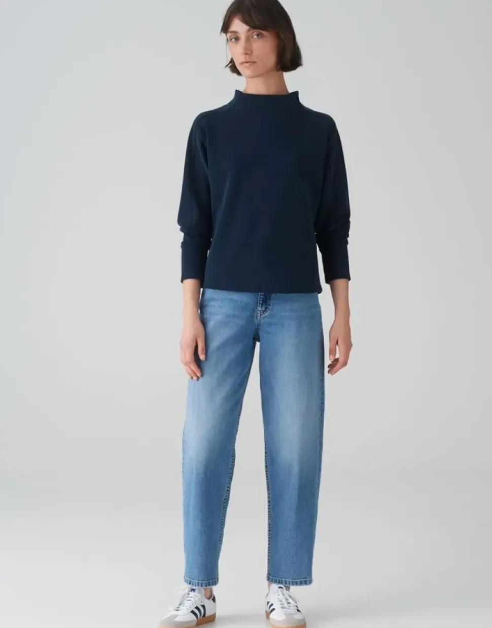 OPUS Damen Pullover Sweatshirt GALONINE Stehkragen Modalmix blau S15 1035394829100