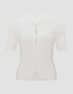 OPUS Flauschiger Cardigan DORLA Slim ECOVERO™ Viskose Mix weiß S14 10270412158254