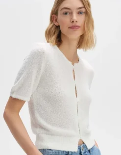 OPUS Flauschiger Cardigan DORLA Slim ECOVERO™ Viskose Mix weiß S14 10270412158254