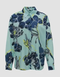 OPUS Hemdbluse FENLO BLOOM Oversize BCI Cotton blau S14 10157212062242