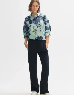 OPUS Hemdbluse FENLO BLOOM Oversize BCI Cotton blau S14 10157212062242