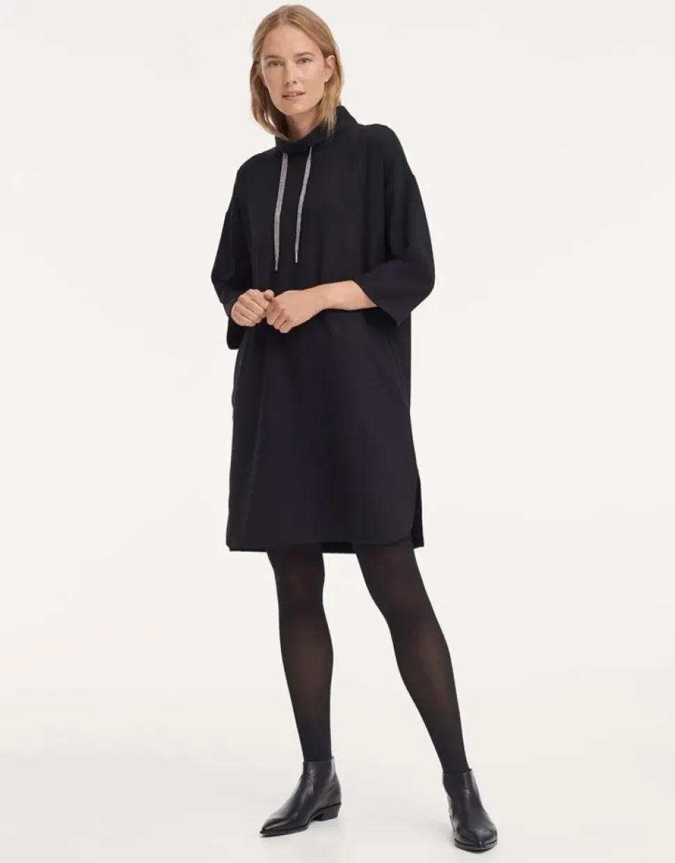 OPUS Jerseykleid Wameli Eingriffstaschen Turtleneck schwarz S21 248299443