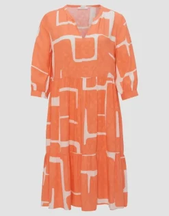 OPUS Kleid WULARI GRAPHIC A-Linie aus Viskose grün orange S14 10164812164100