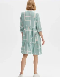 OPUS Kleid WULARI GRAPHIC A-Linie aus Viskose grün orange S14 10164812164100