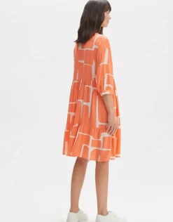 OPUS Kleid WULARI GRAPHIC A-Linie aus Viskose grün orange S14 10164812164100