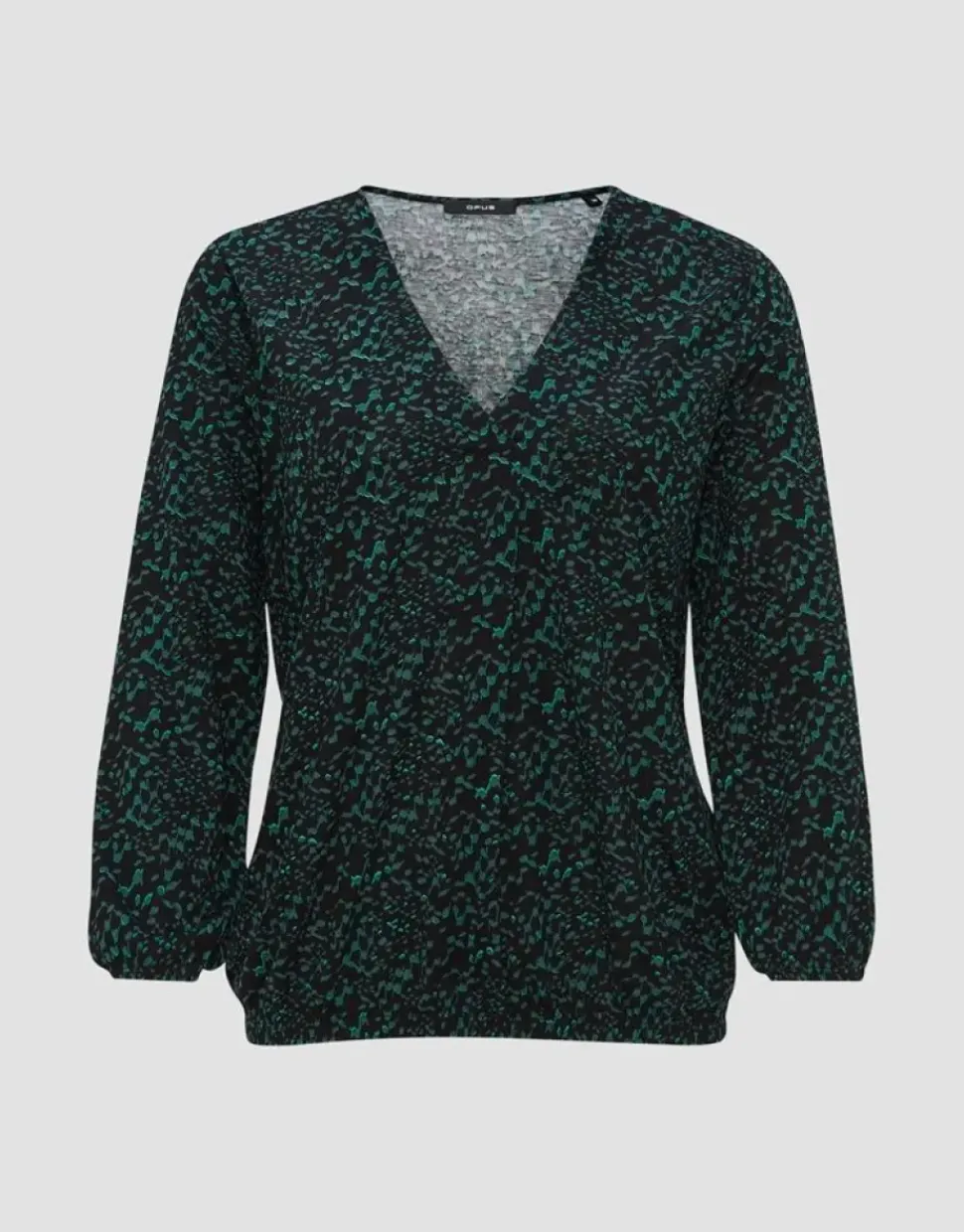 OPUS Langarmshirt Sannah splendid Allover- Druck Gummibund grün S23 10094011634100